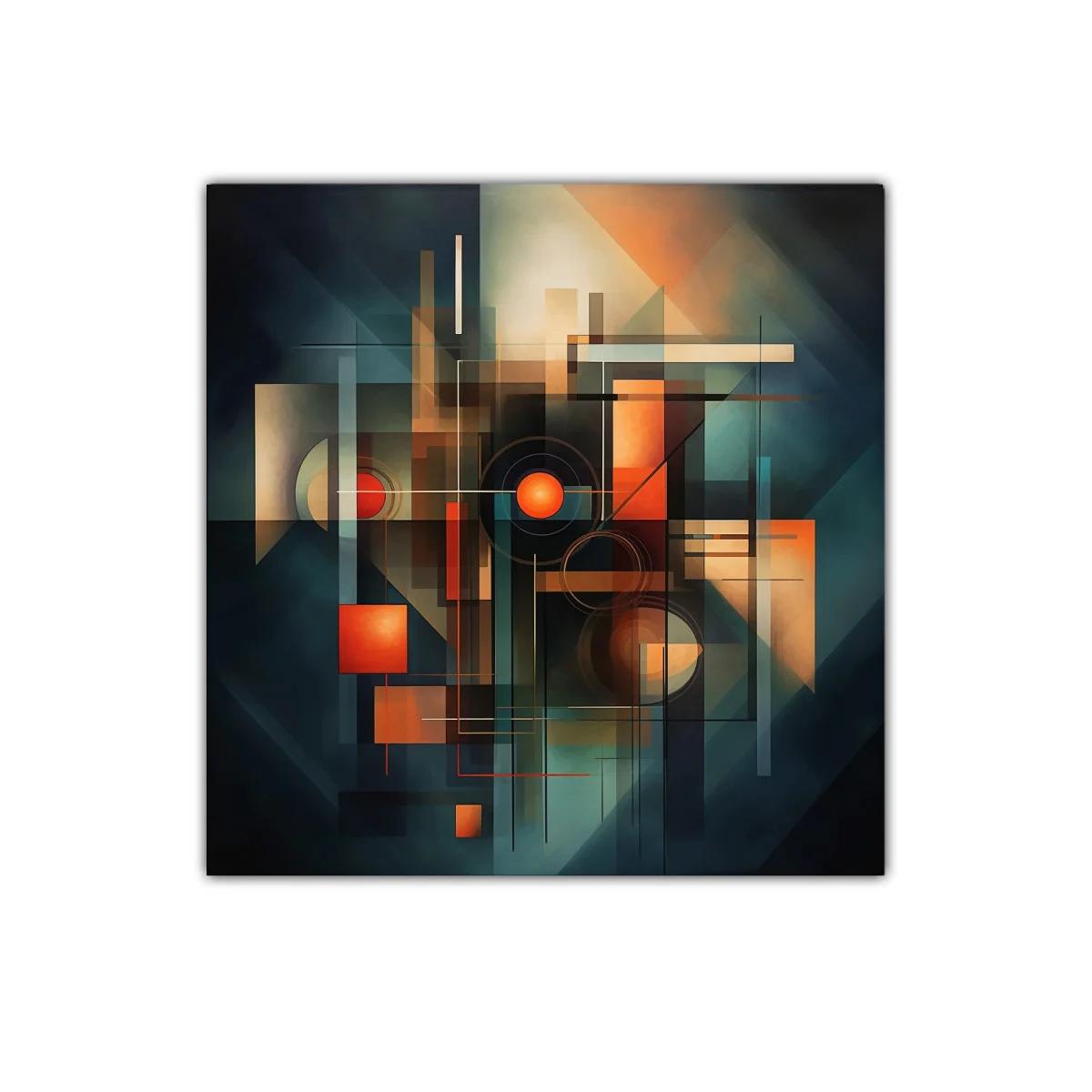 Composición geométrica con tonos cálidos y fríos equilibrados — imagen principal