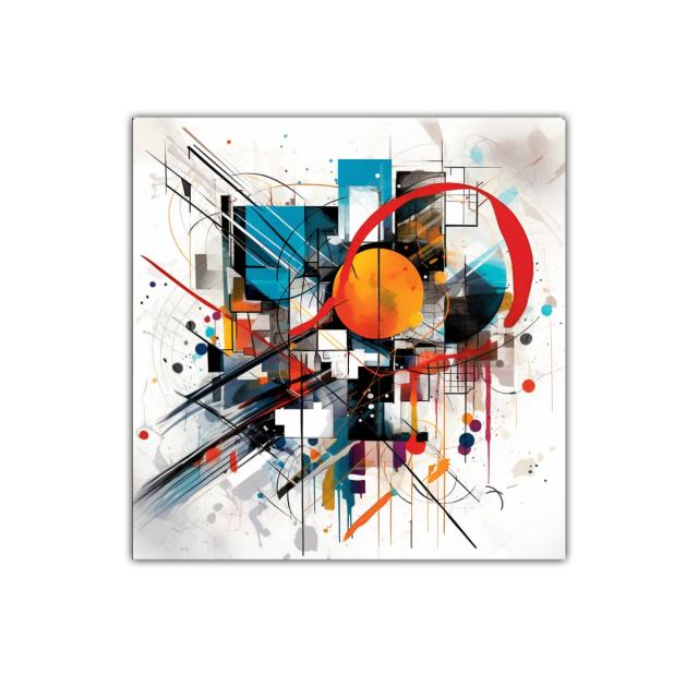 Composición abstracta con formas geométricas y colores vivos