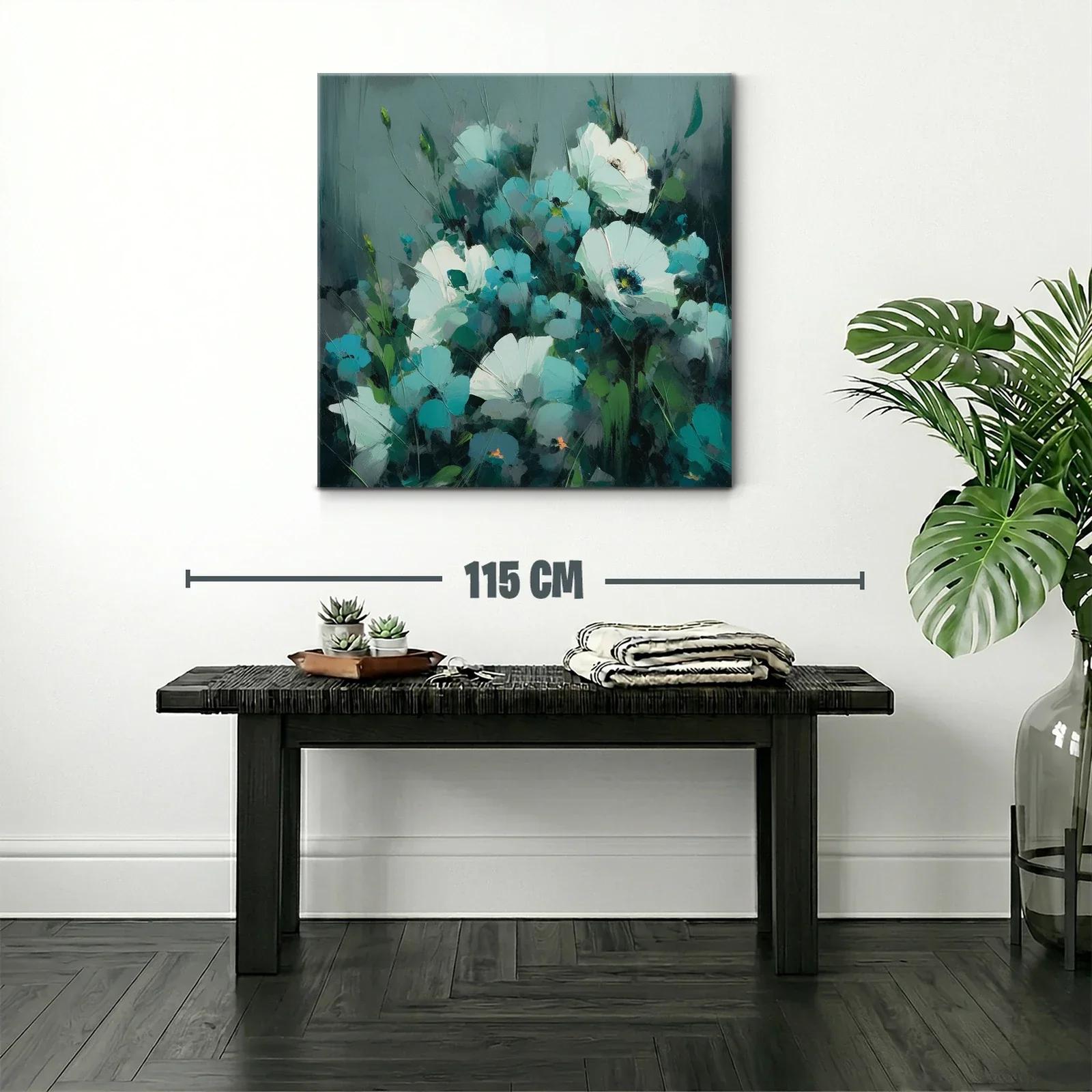Flores blancas y turquesas con fondo gris azulado — miniatura 2