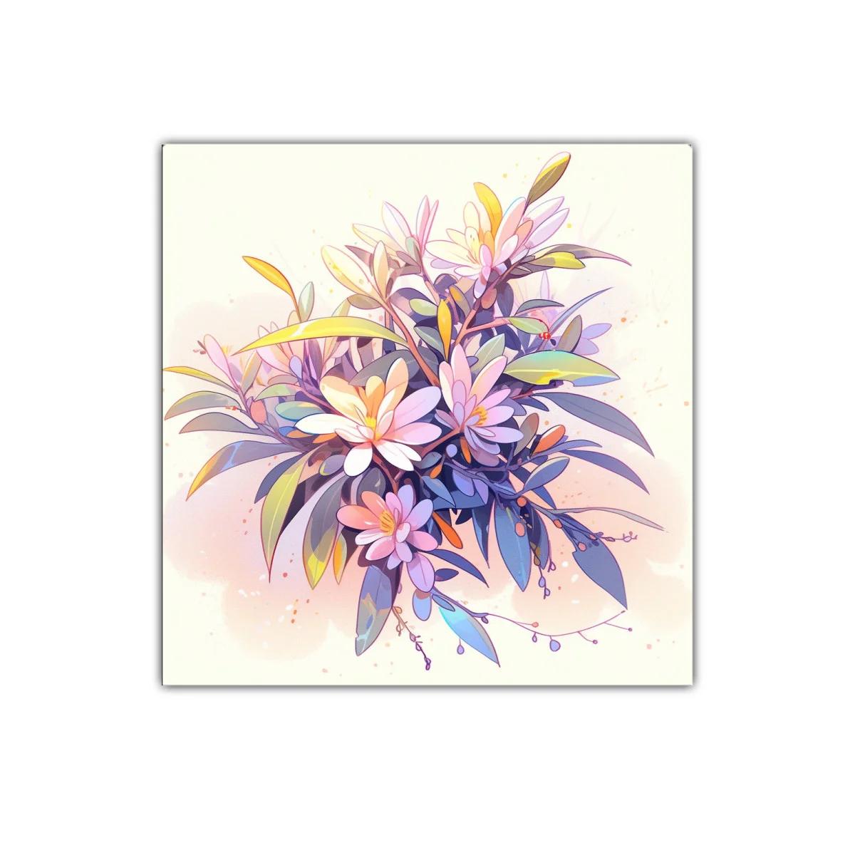 Cuadro floral con tonos suaves y delicados detalles en pastel