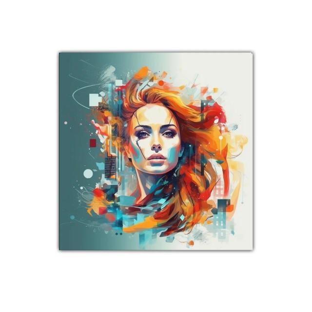 Rostro femenino vibrante con explosión de color