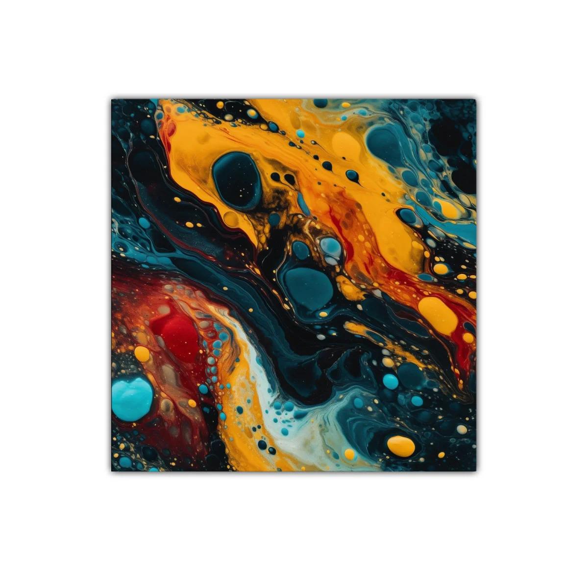 Arte abstracto con vibrantes tonos cálidos y fríos