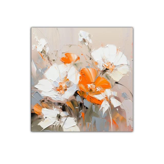 Cuadro floral con tonos cálidos y neutros para sala