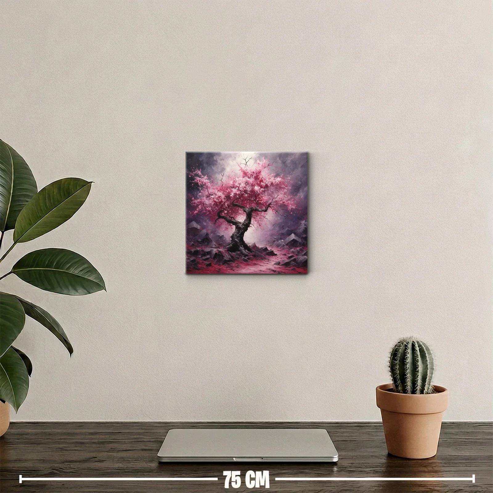 Árbol en flor entre rocas en paisaje místico — miniatura 2