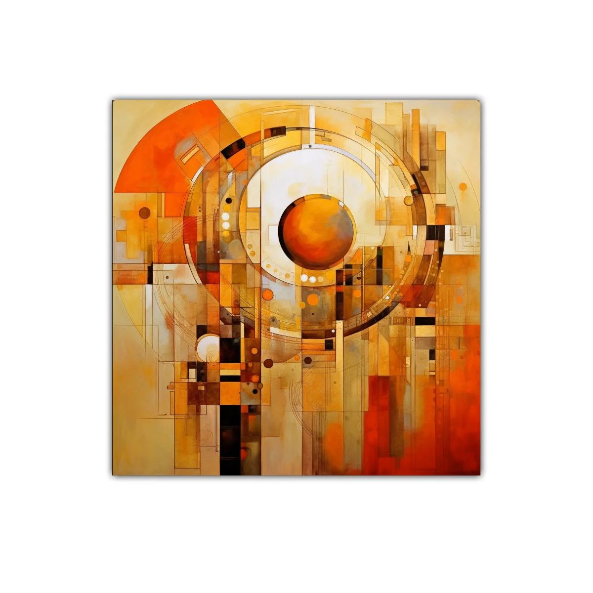 Cuadro abstracto con tonos cálidos y diseños geométricos — imagen principal