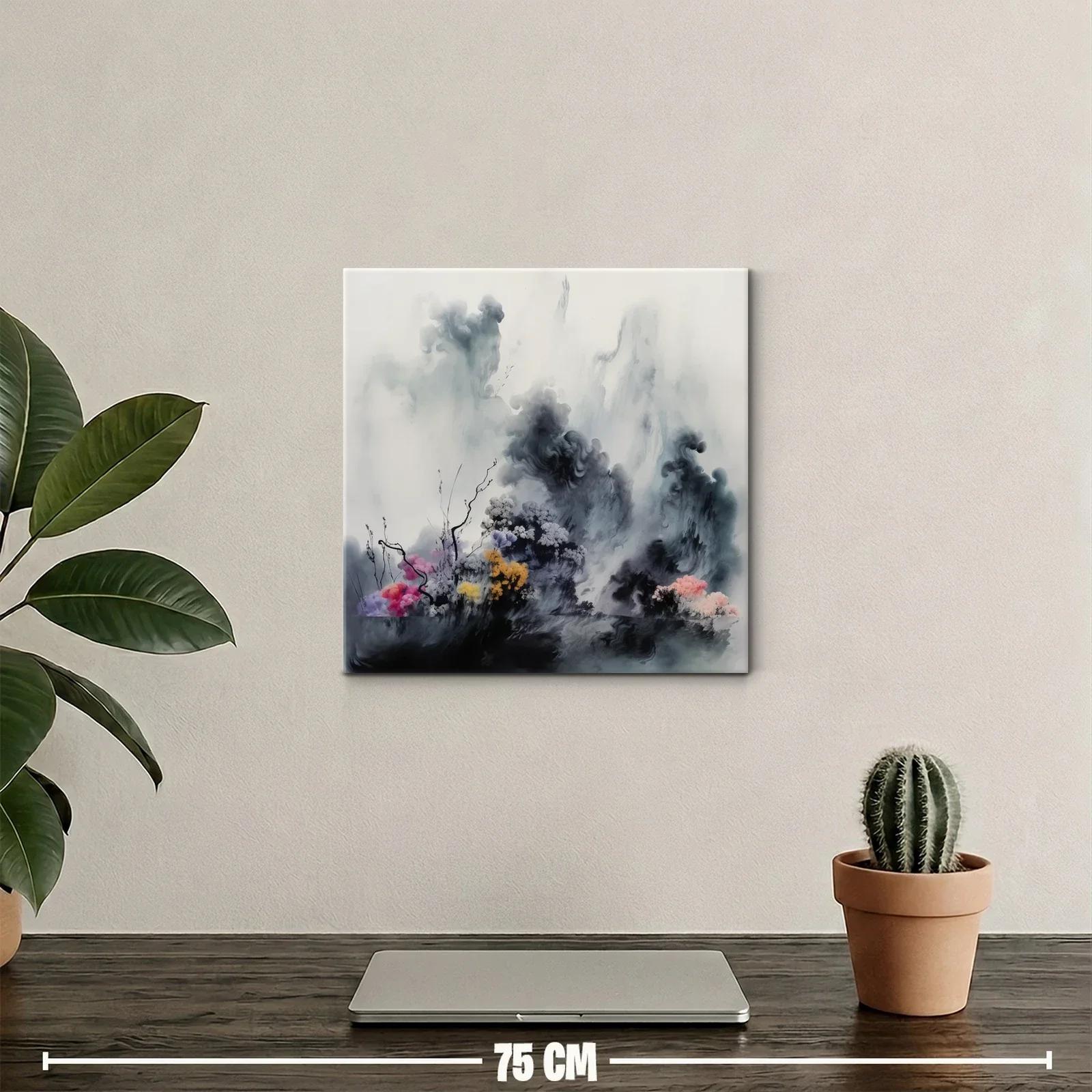 Paisaje Abstracto con Flores y Nubes en Tonos Suaves — miniatura 2