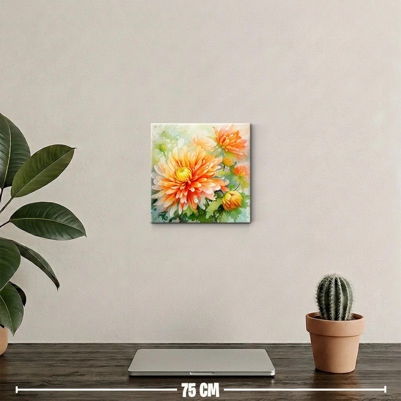 Cuadro decorativo con flores vibrantes en tonos naranjas — miniatura 2