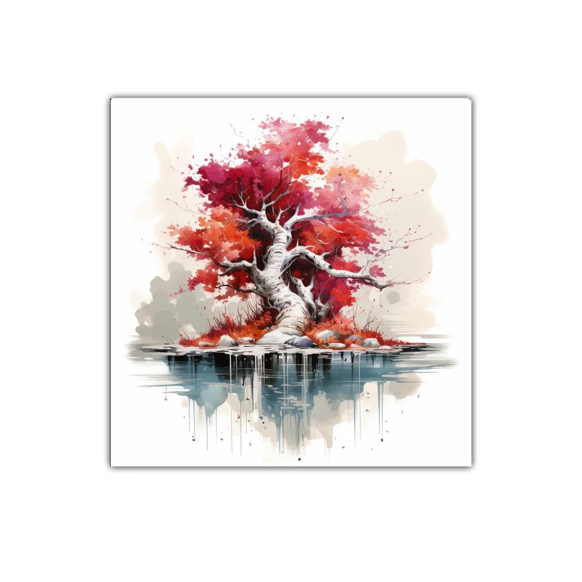 Árbol de otoño con reflejo en agua llamativo y sereno — imagen principal