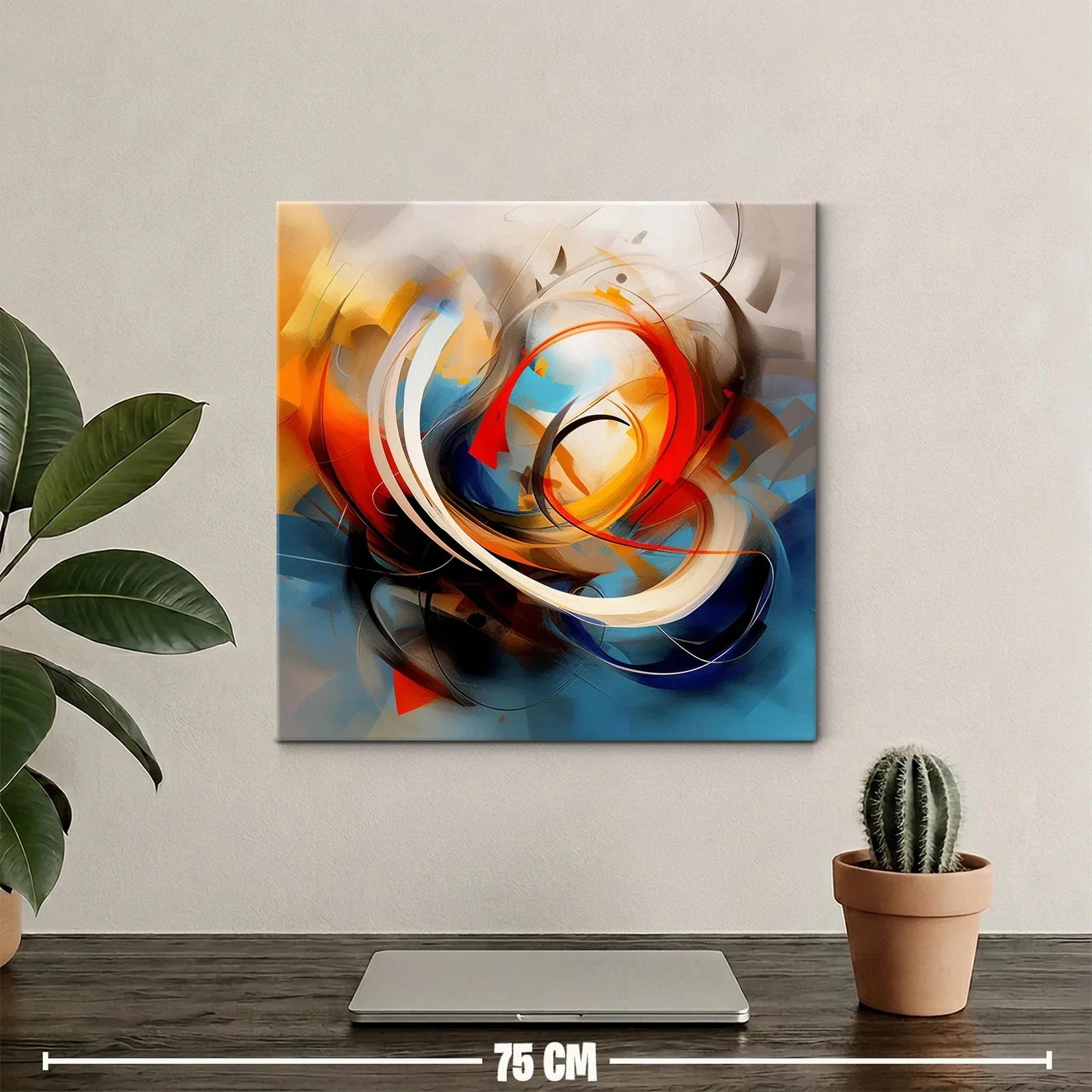Composición abstracta dinámica con vibrantes tonos cálidos y fríos — miniatura 2