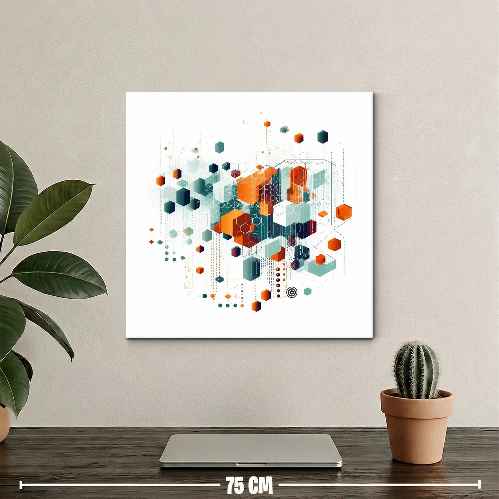 Composición geométrica con hexágonos en tonos naranja y verde — miniatura 2