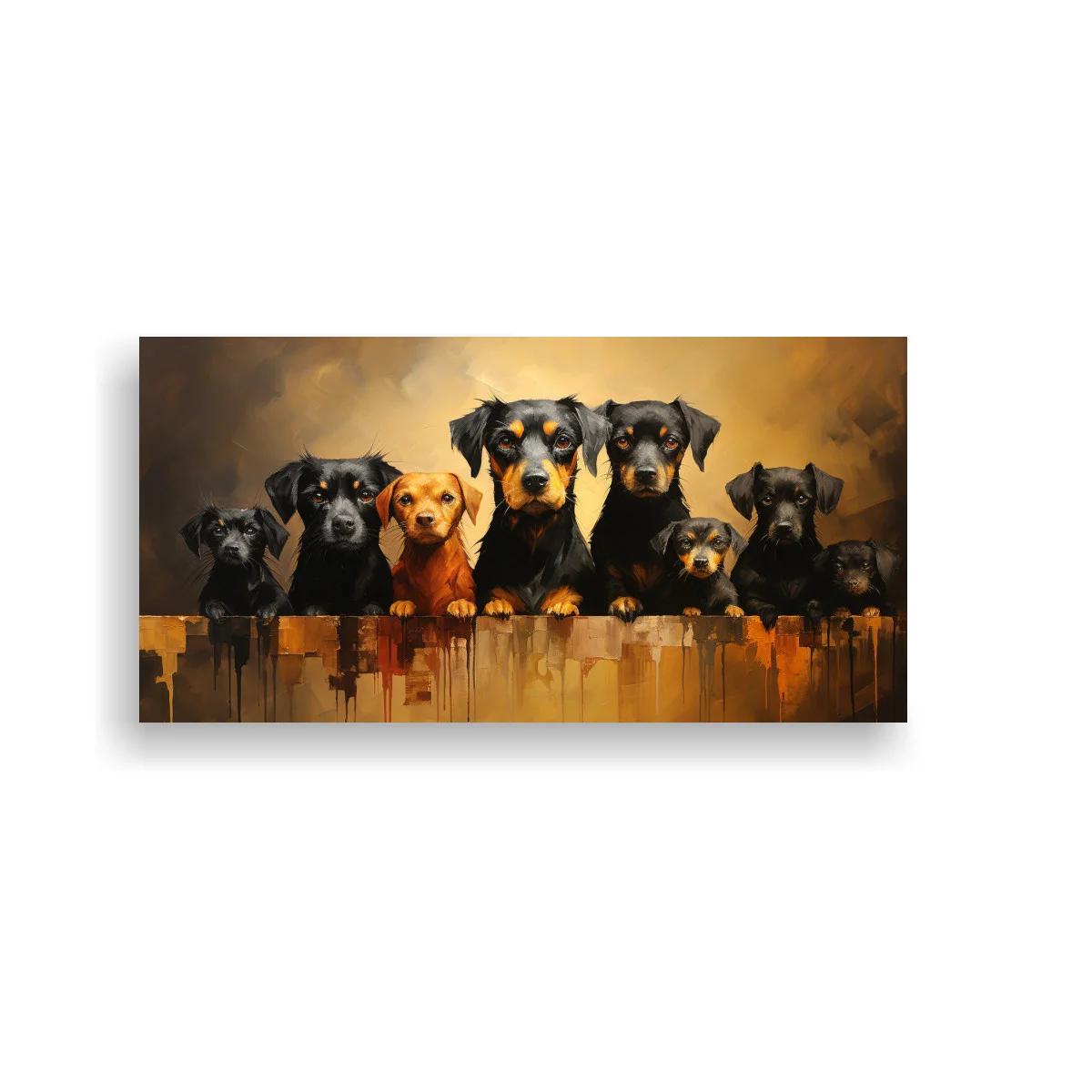 Cuadro grupo de perros mirando al frente