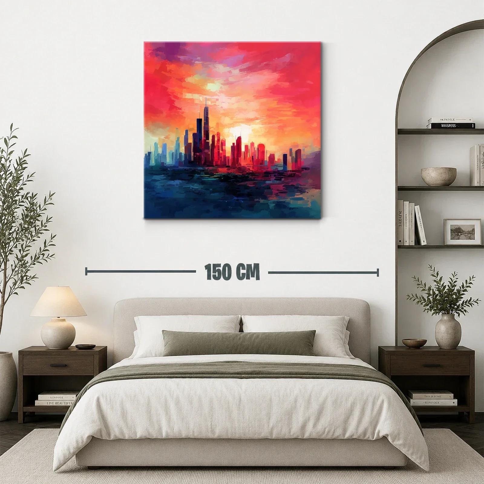 Cityscape at Sunset con vibrantes tonos cálidos y fríos — miniatura 3
