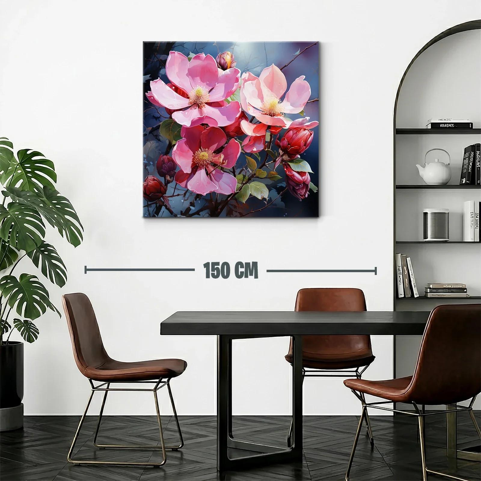 Flores rosas en contraste con fondo azul oscuro — miniatura 2