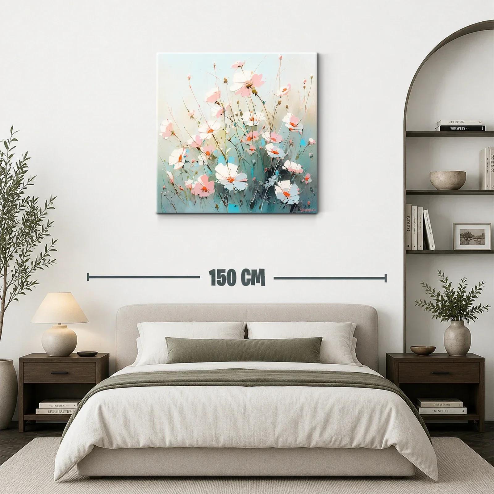 Cuadro con flores delicadas en tonos pastel y azul — miniatura 3