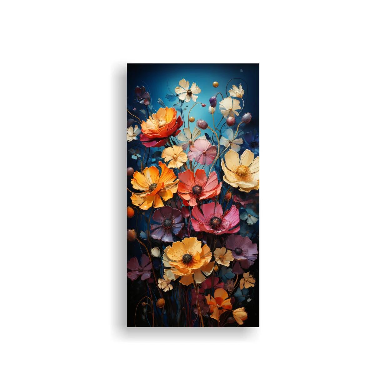 Cuadro ramo de flores silvestres en tonos coral y crema