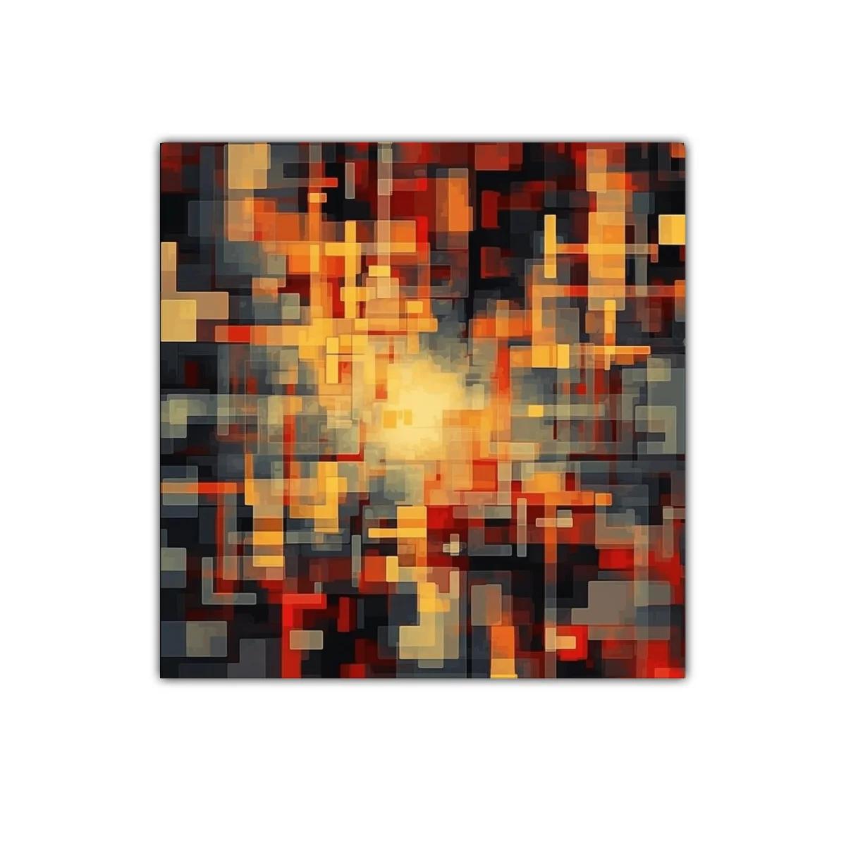 Cuadro decorativo abstracto con tonos cálidos y geométricos — imagen principal