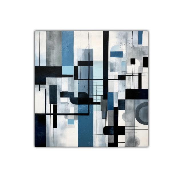 Arte abstracto con tonos azules y grises para decoración moderna