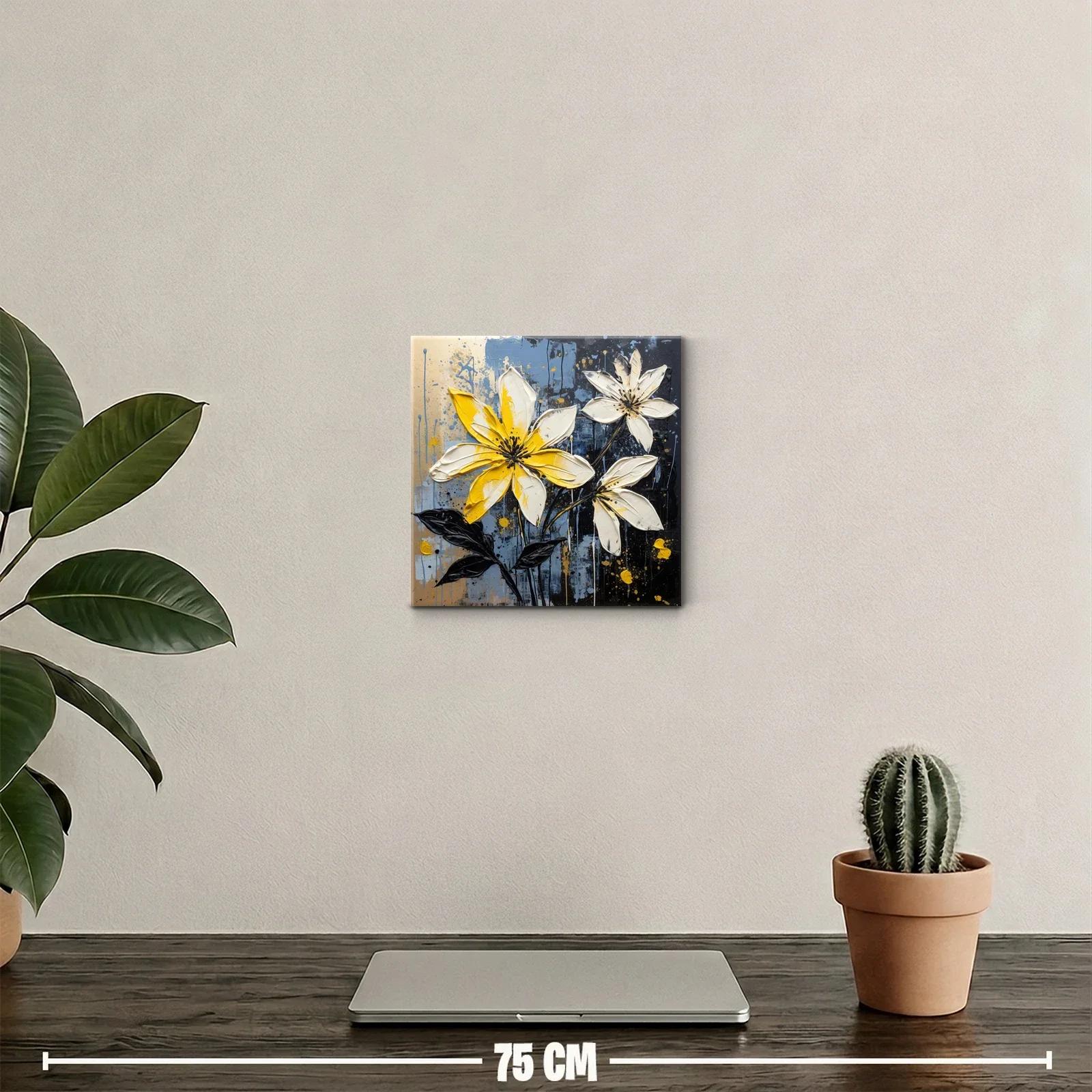 Cuadro decorativo flores en tonos amarillos y negros — miniatura 2