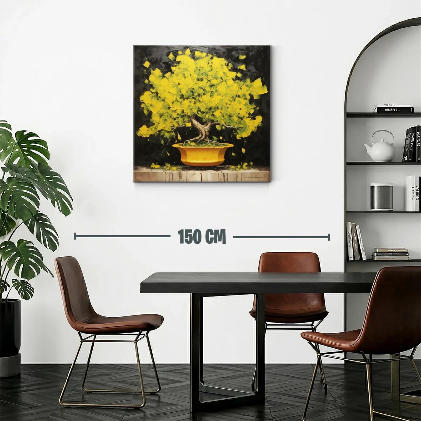 Árbol amarillo vibrante sobre fondo oscuro — miniatura 2