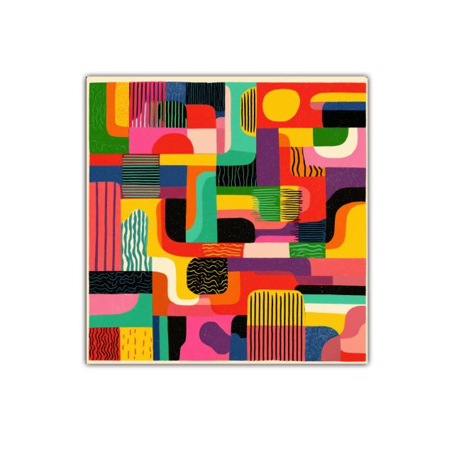 Composición abstracta con formas y colores vibrantes