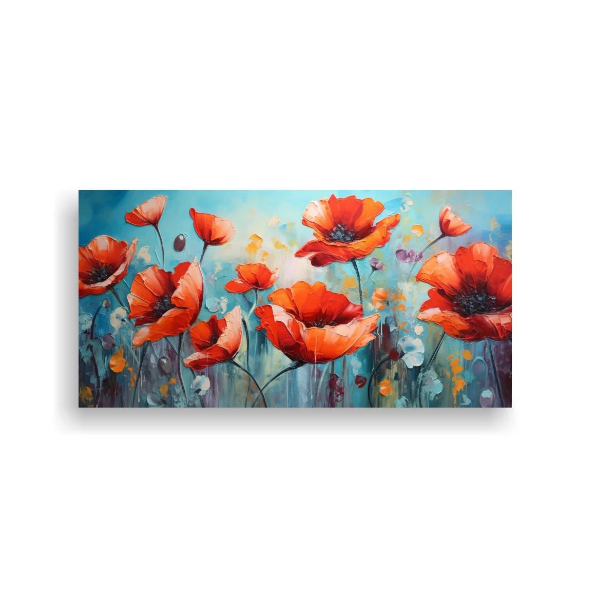Cuadro amapolas rojas en ramo horizontal — imagen principal