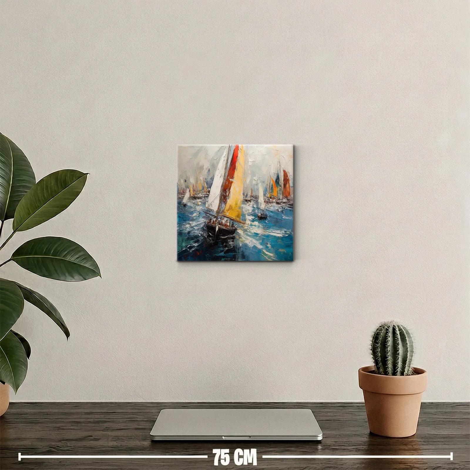 Regata de veleros en vibrantes aguas azules — miniatura 2