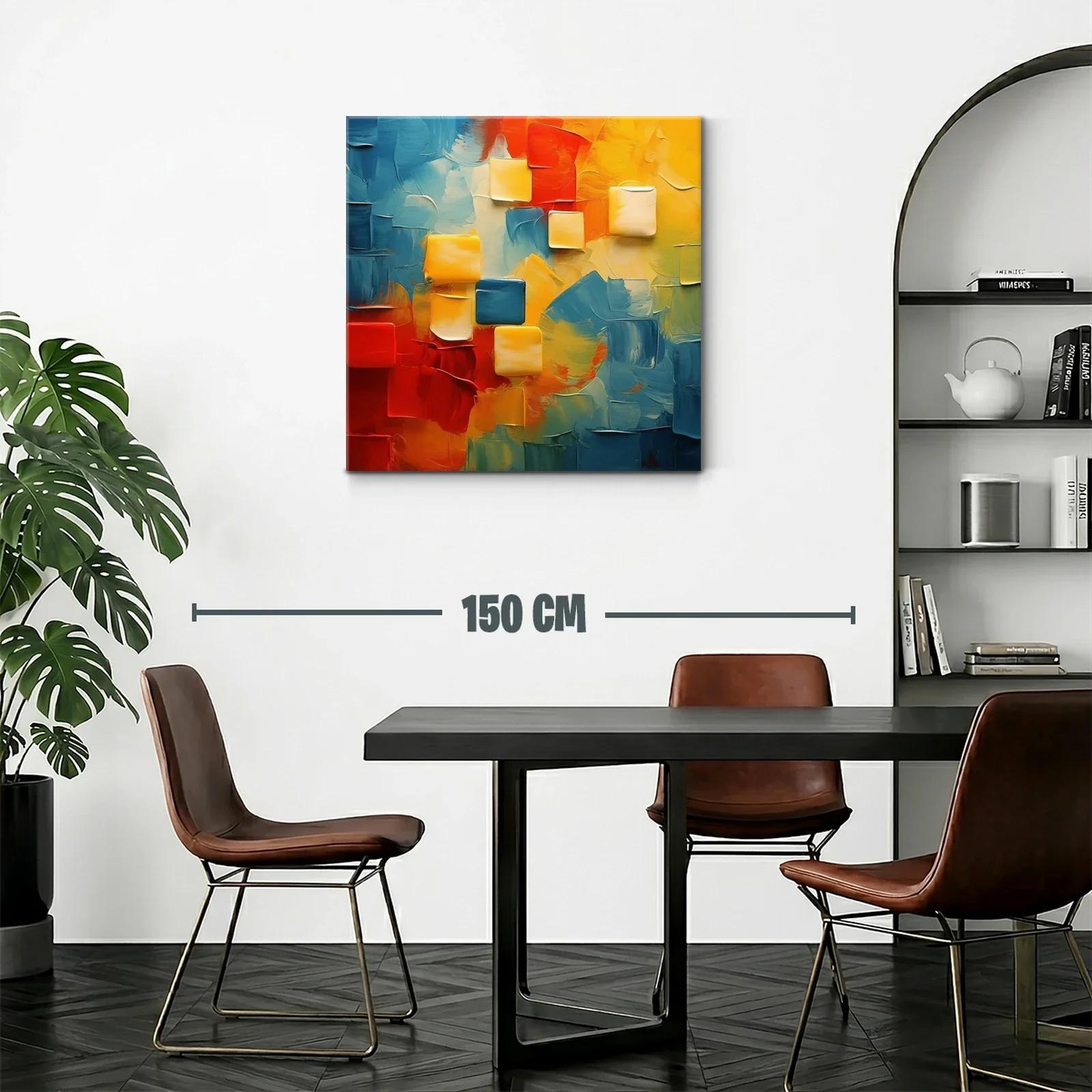 Cuadro abstracto con vibrantes tonos cálidos y fríos — miniatura 2