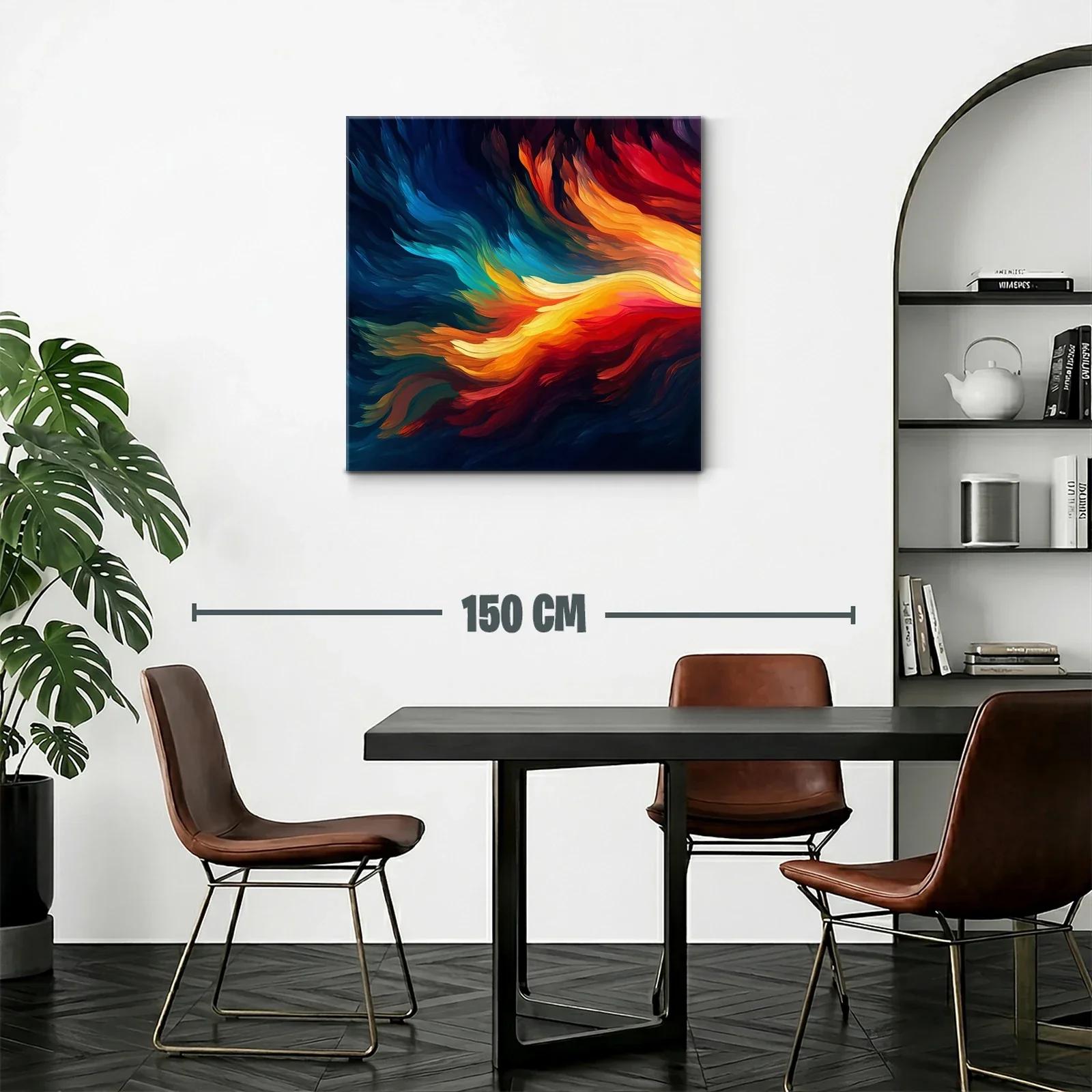 Cuadro abstracto con llamas en tonos vibrantes y dinámicos — miniatura 2