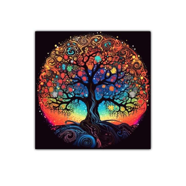 Árbol de la vida con colores vibrantes y detalles en espiral