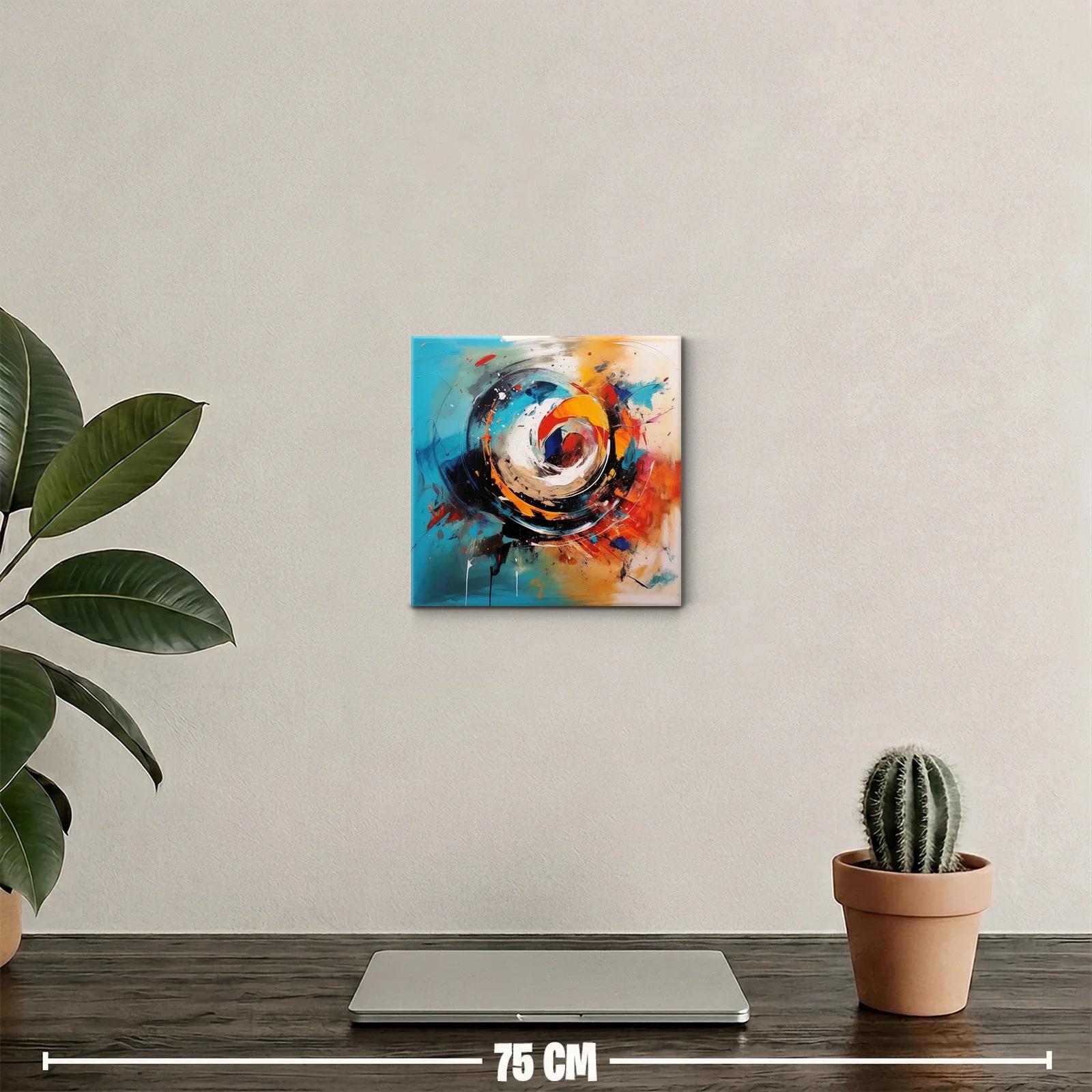 Cuadro abstracto con remolinos en tonos vibrantes y cálidos — miniatura 2