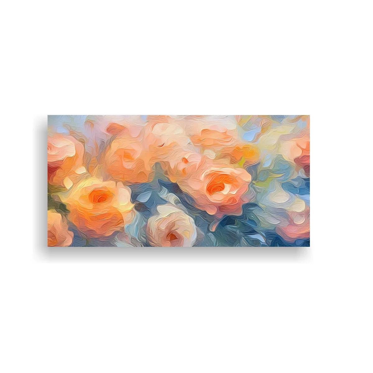 Cuadro rosas coral con follaje azulado — imagen principal