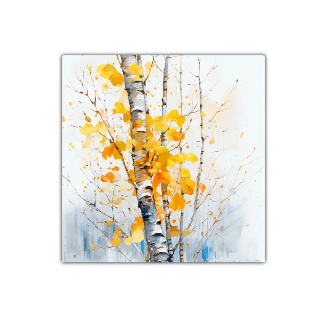 Bosque de abedules con hojas doradas en otoño