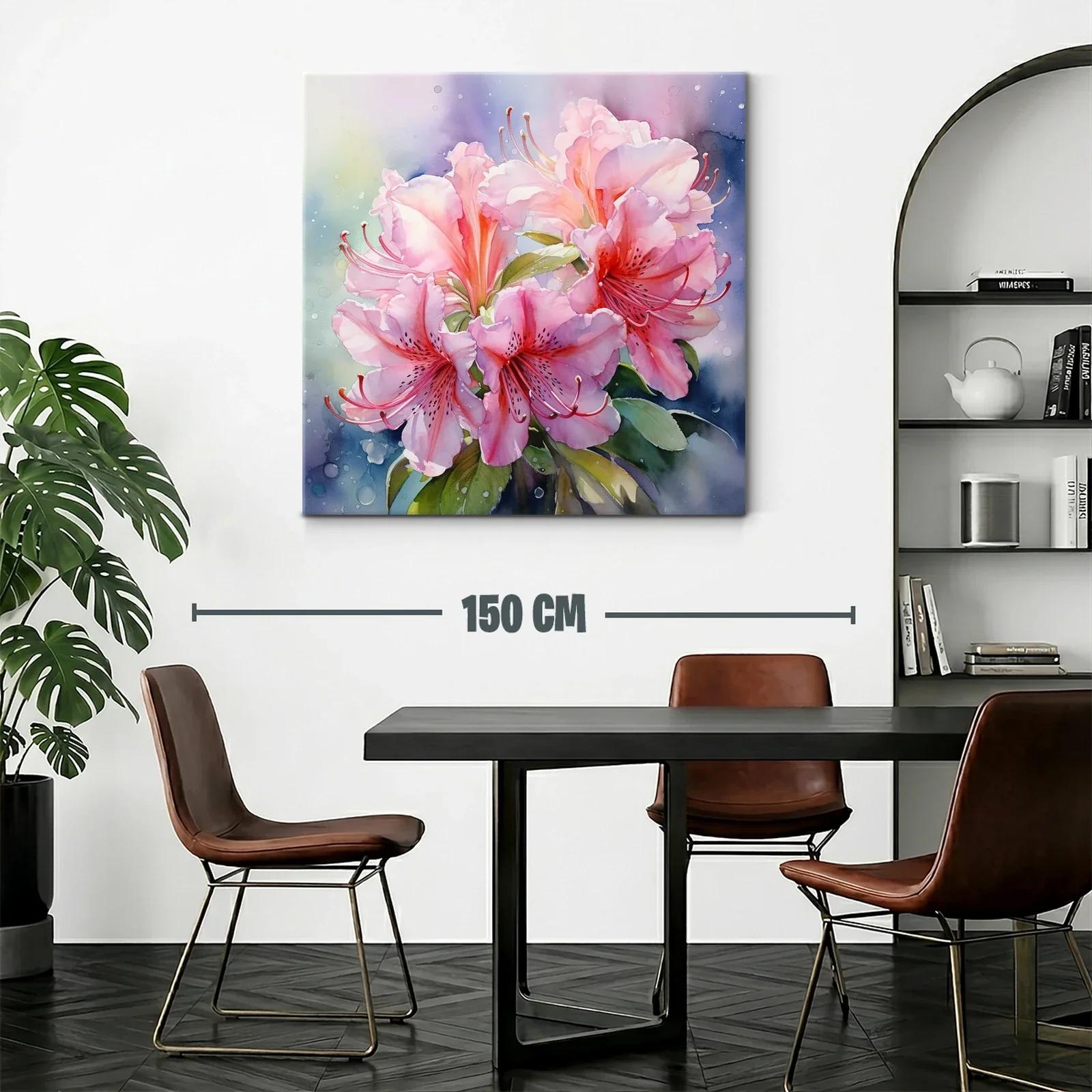 Cuadro floral con lirios rosas en acuarela delicada — miniatura 2
