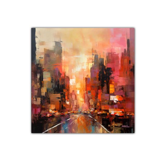 Atardecer vibrante en ciudad abstracta llena de energía