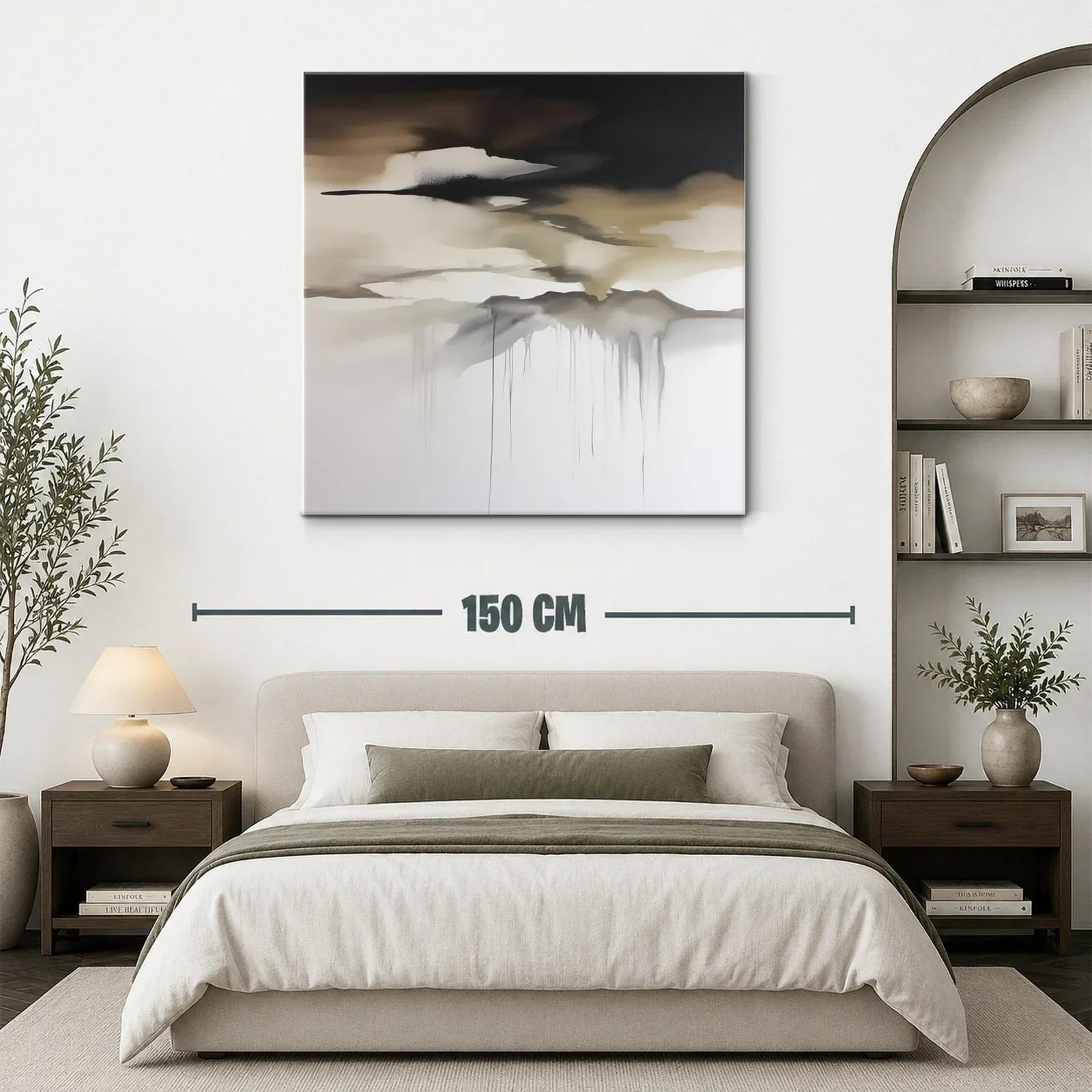 Cuadro abstracto con tonos tierra y grises suaves — miniatura 3