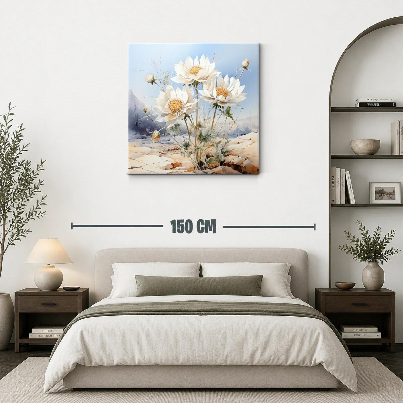 Flores blancas destacando en paisaje árido y sereno — miniatura 3