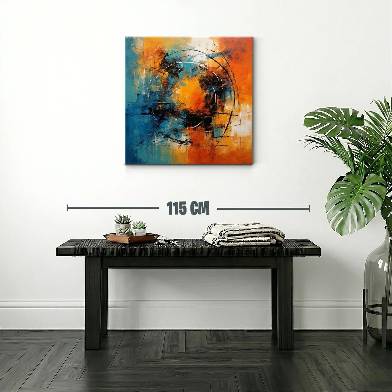 Explosión abstracta en tonos naranja y azul vibrante — miniatura 2