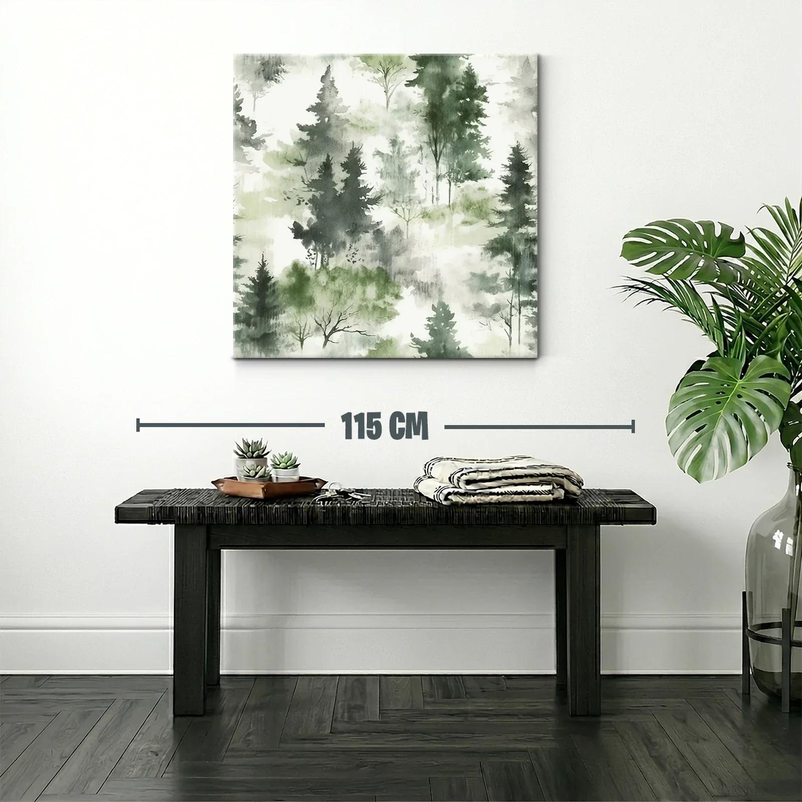 Tranquilo bosque en tonos verdes y grises suaves — miniatura 2