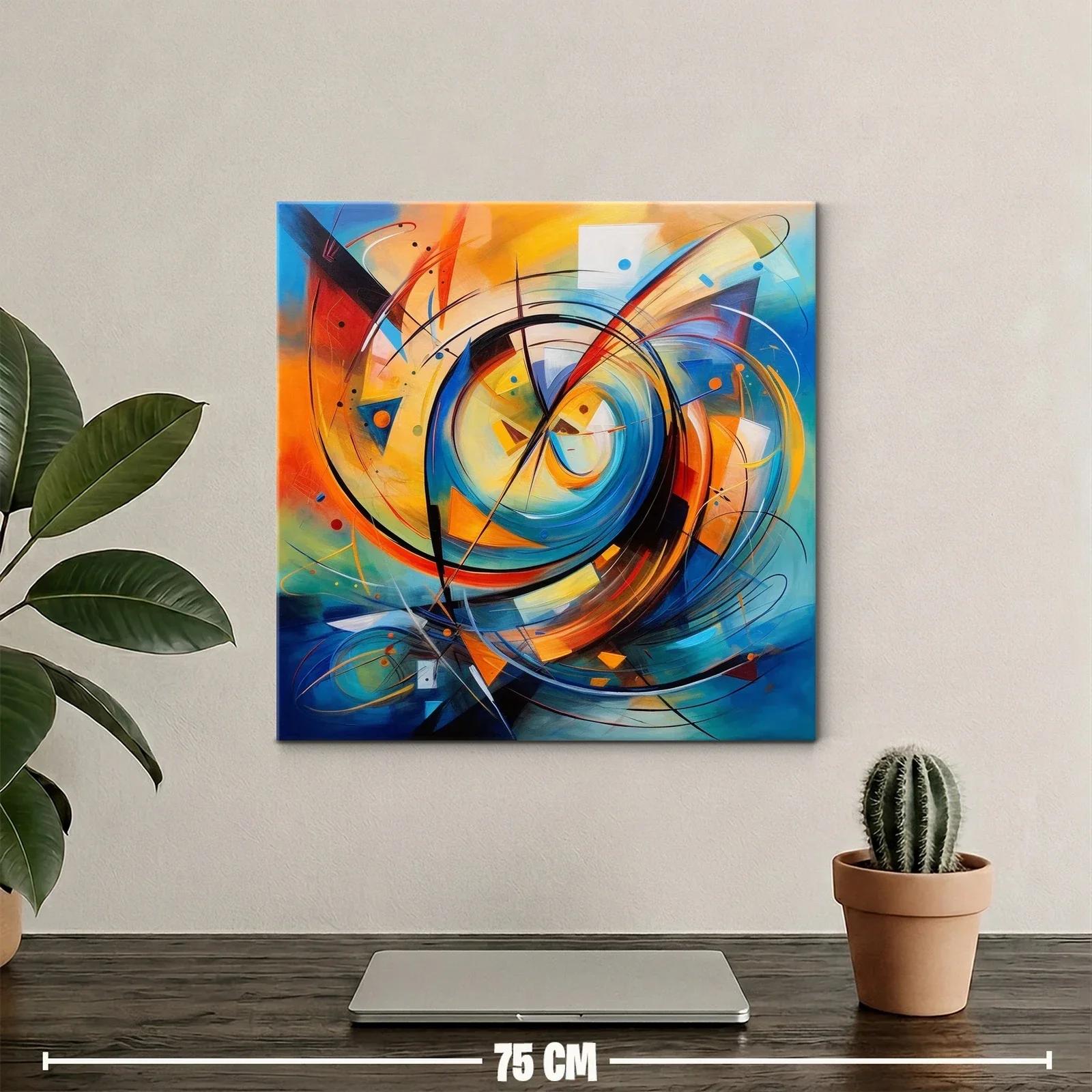 Cuadro abstracto en espirales con tonos cálidos y fríos — miniatura 2