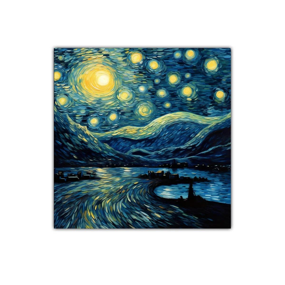Paisaje nocturno con cielo estrellado y reflejos vibrantes — imagen principal
