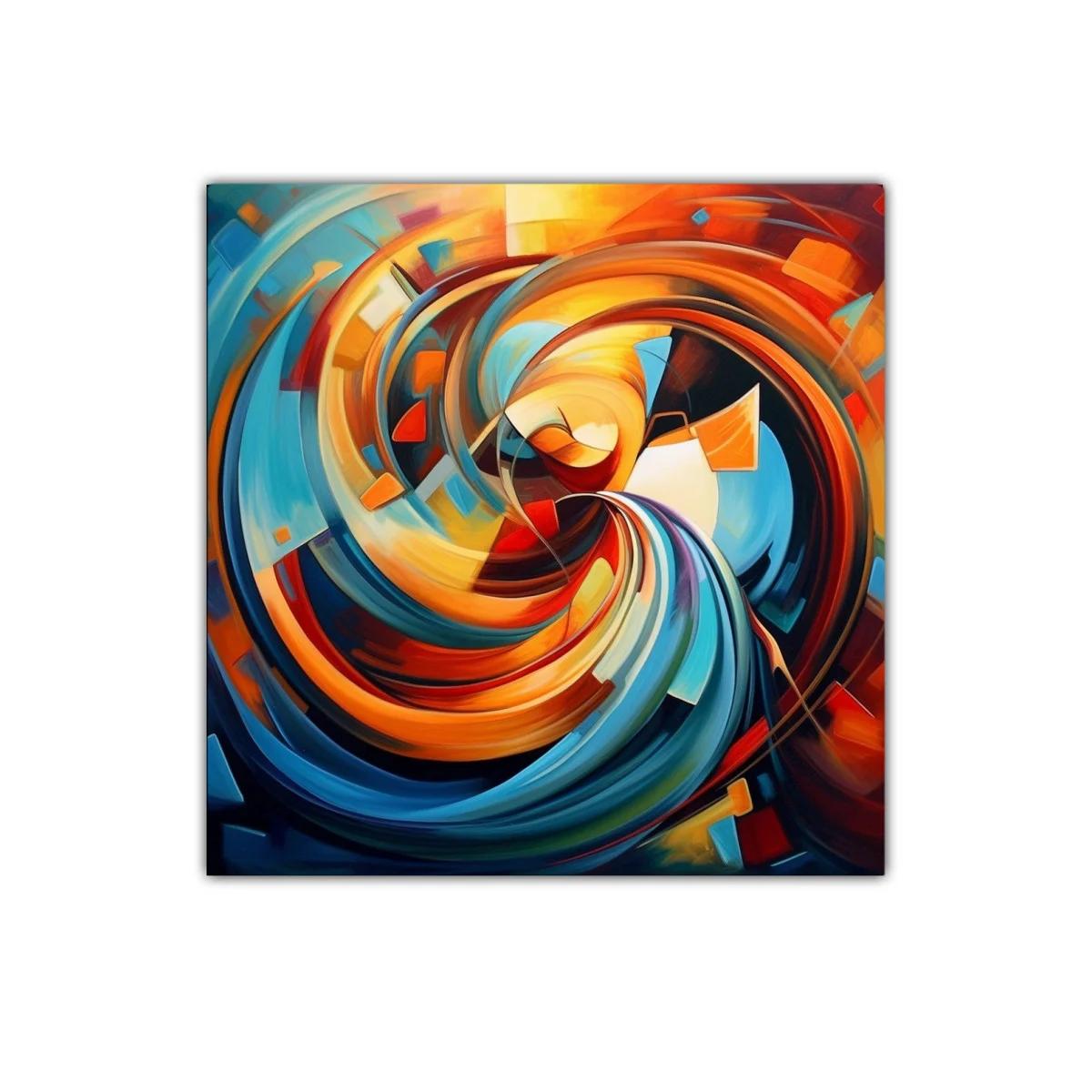 Cuadro abstracto con espirales vibrantes y tonos cálidos — miniatura 1
