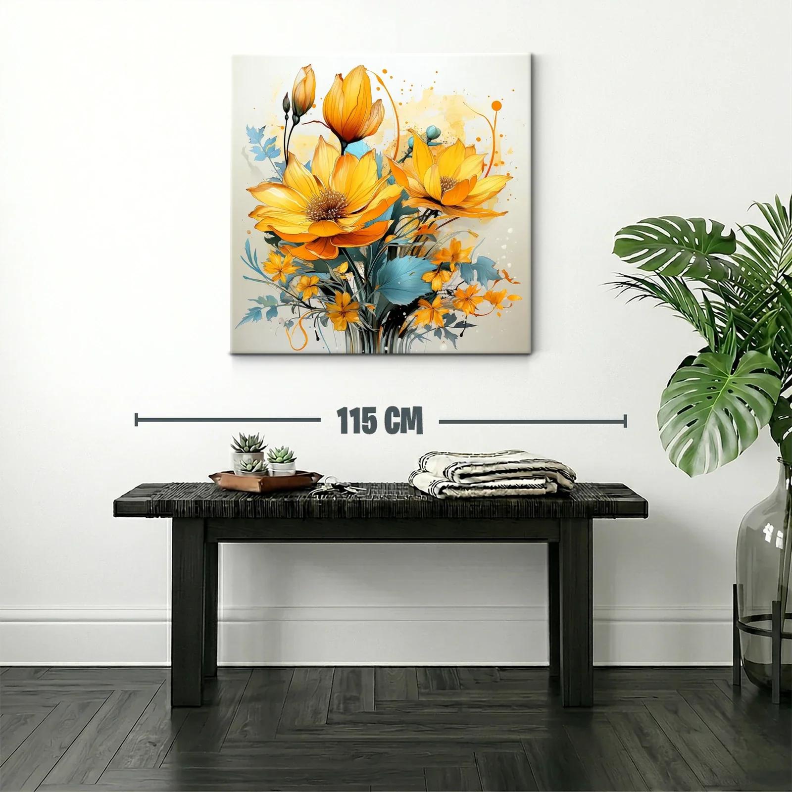 Flores vibrantes en tonos cálidos y azules suaves — miniatura 2