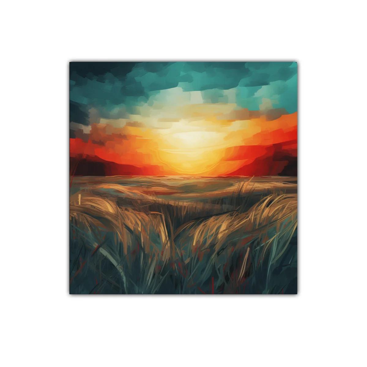 Paisaje de atardecer con textura y colores intensos