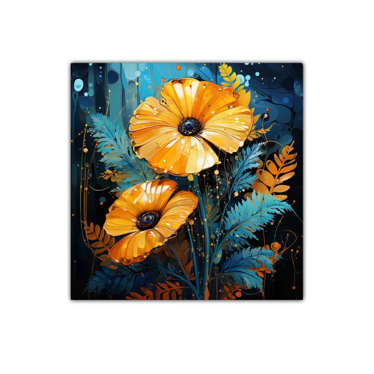 Cuadro decorativo con dos flores amarillas vibrantes — imagen principal