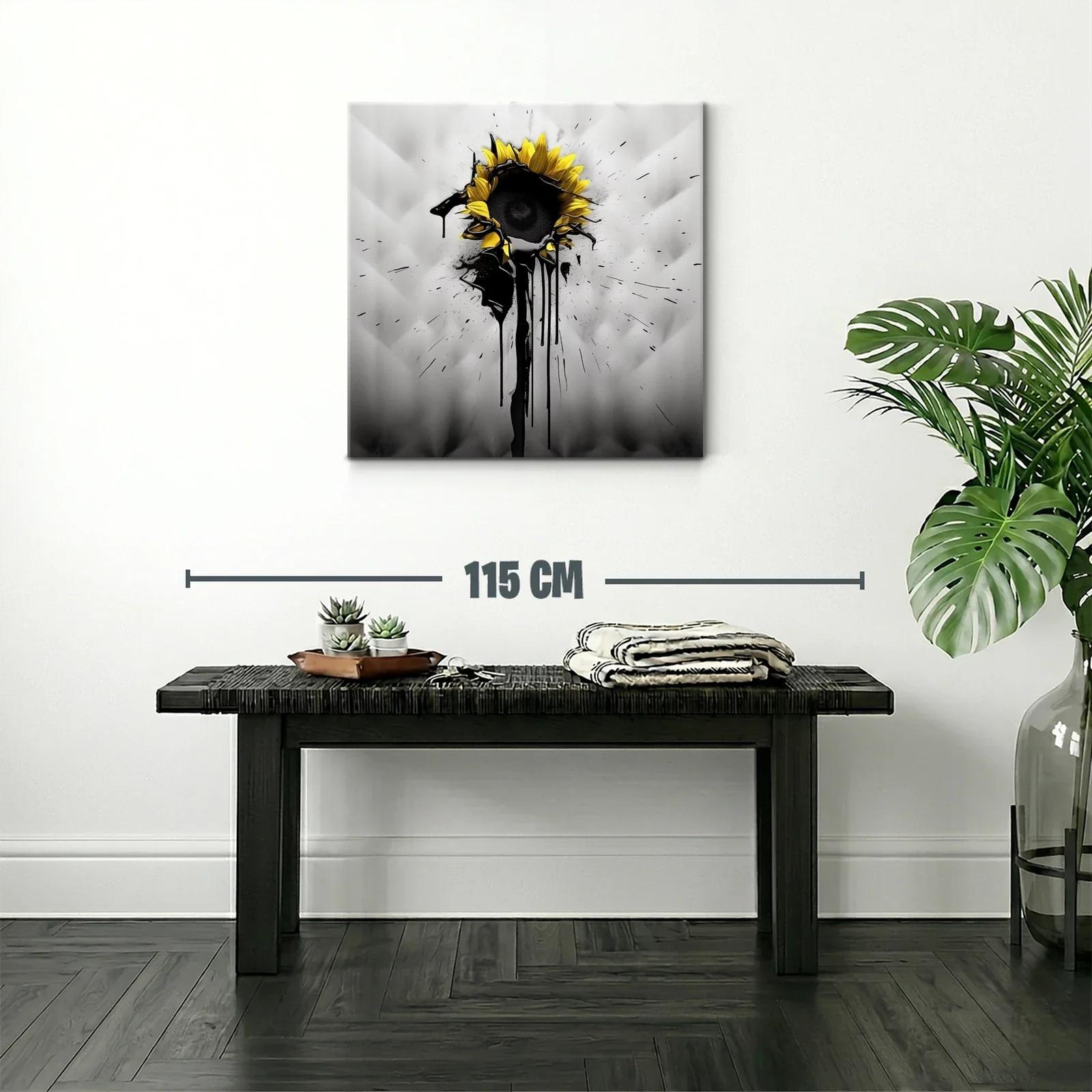 Girasol moderno con toque de tinta negra expresiva — miniatura 2