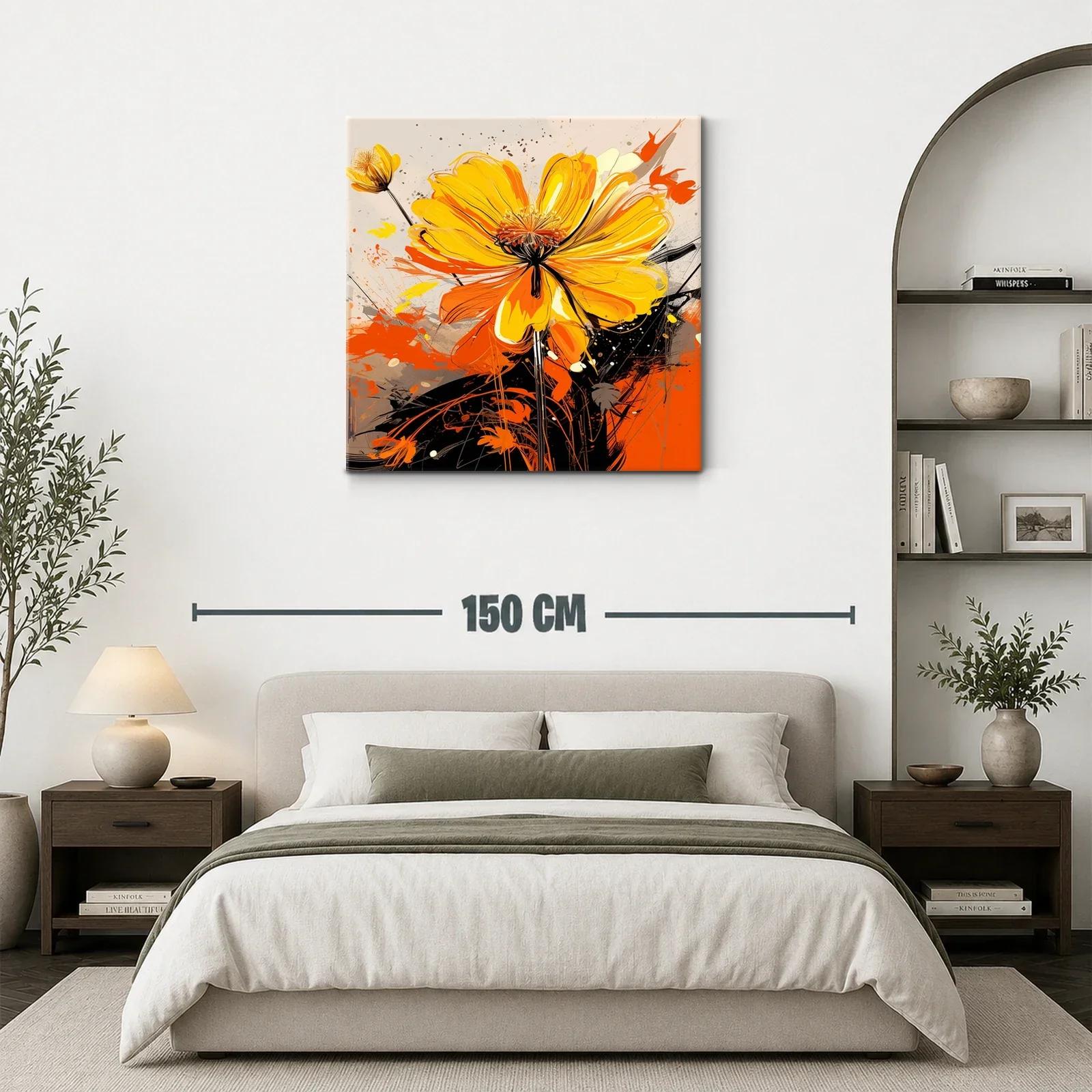 Cuadro vibrante con flor amarilla y naranja explosiva — miniatura 3