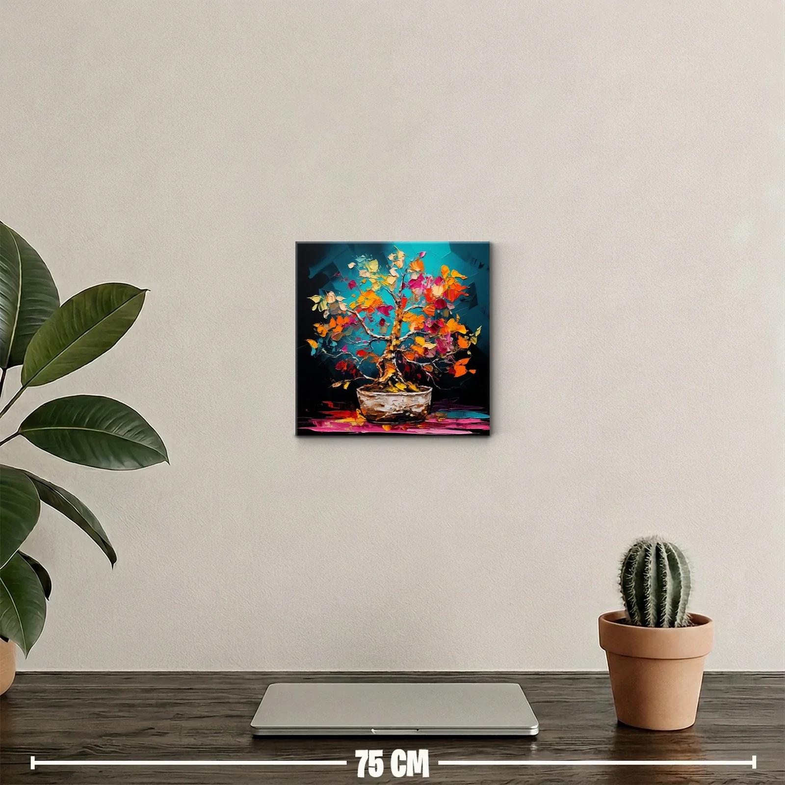 Árbol colorido con hojas vibrantes sobre fondo azul — miniatura 2