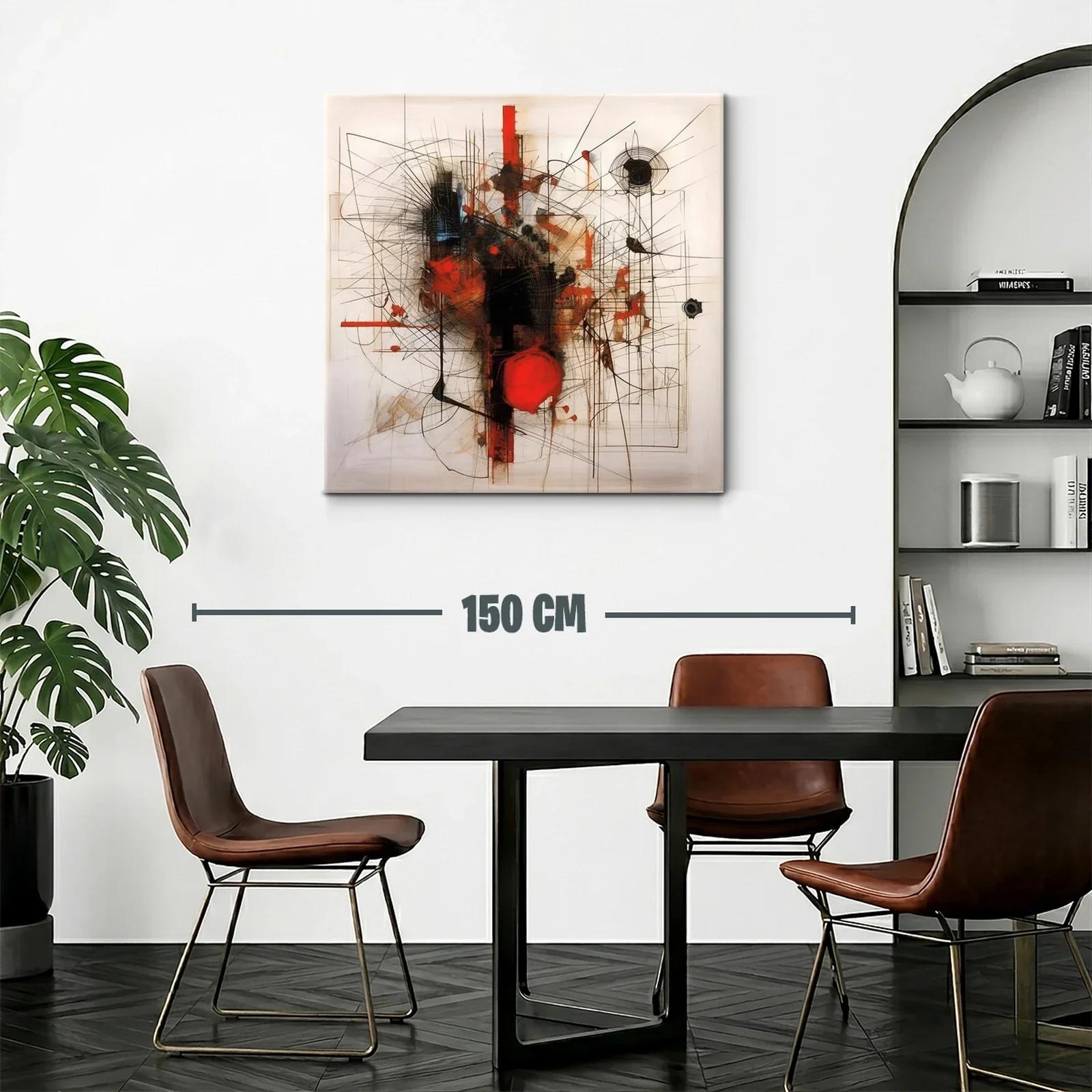 Composición abstracta con líneas y manchas rojas intensas — miniatura 2