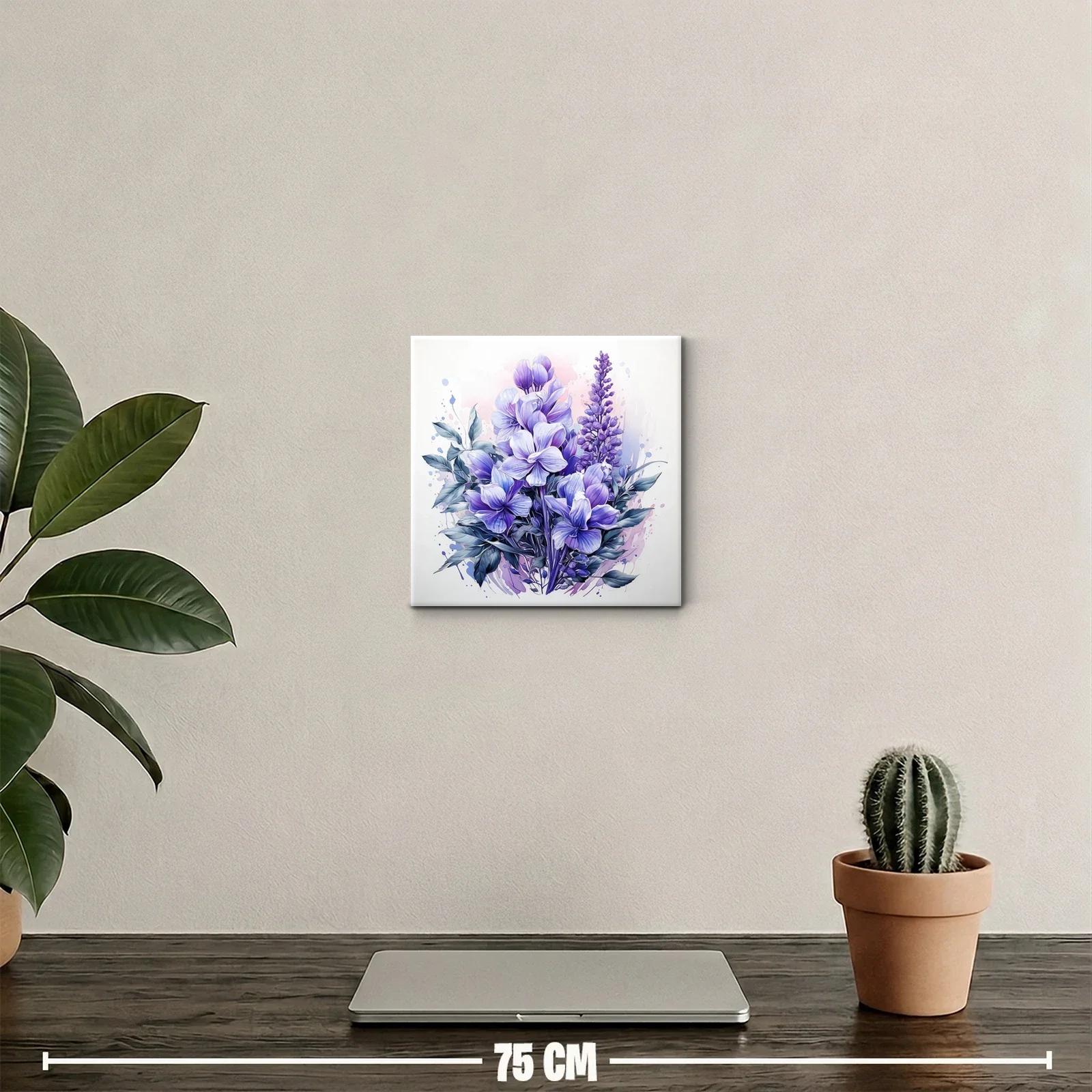 Cuadro decorativo con ramo floral en tonos violetas y lilas — miniatura 2