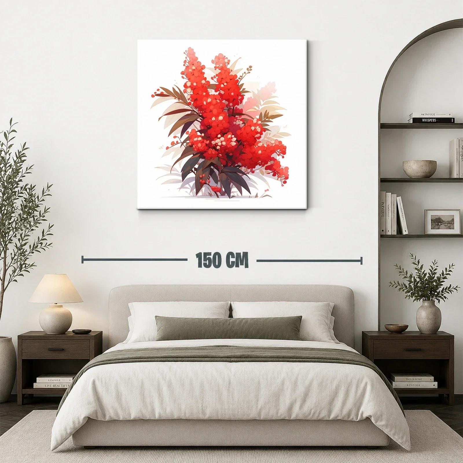 Ramillete de flores rojas vibrantes con hojas delicadas — miniatura 3